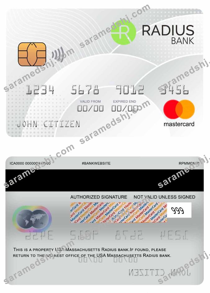 USA Massachusetts Radius Bank mastercard